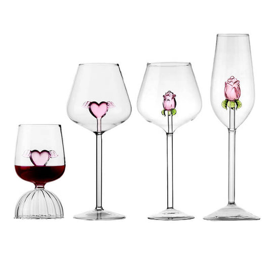 Rose and Heart Wine Glass