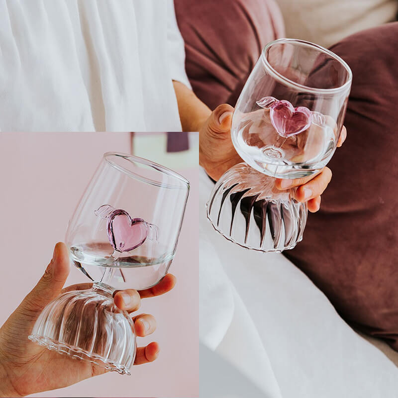 Rose and Heart Wine Glass