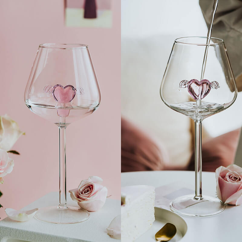 Rose and Heart Wine Glass