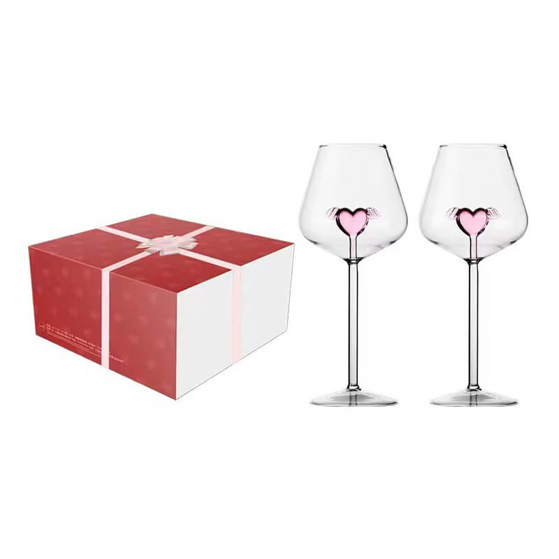 Rose and Heart Wine Glass