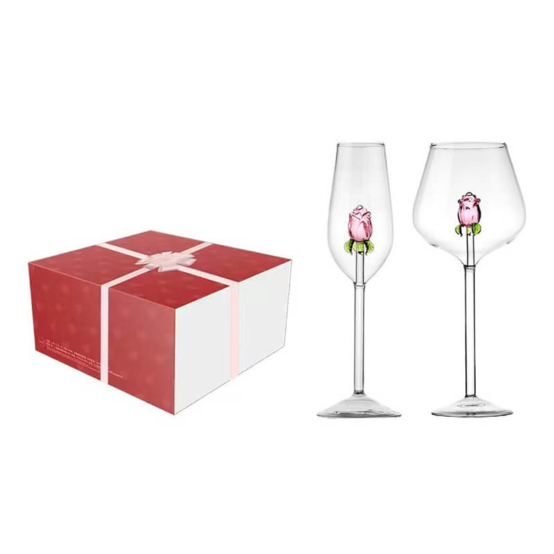 Rose and Heart Wine Glass