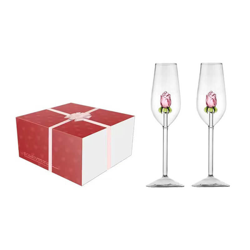 Rose and Heart Wine Glass