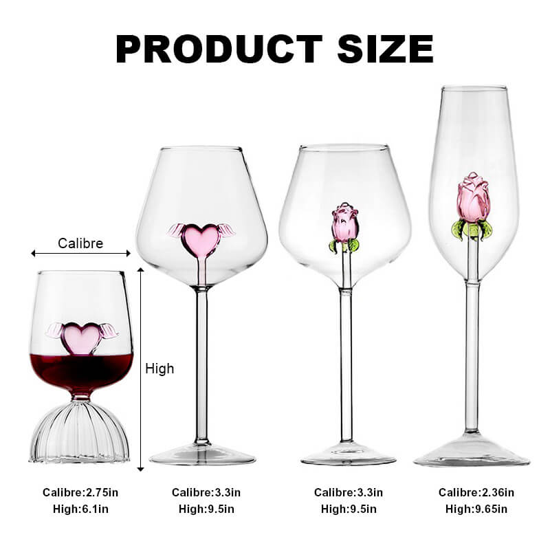 Rose and Heart Wine Glass