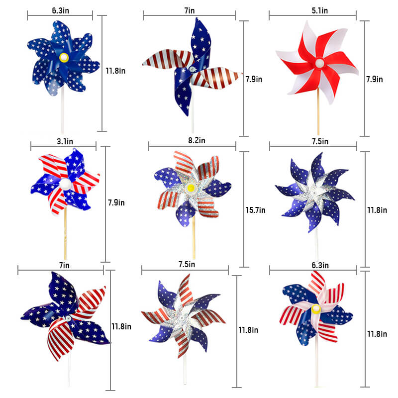 12pcs American Flag Pinwheel